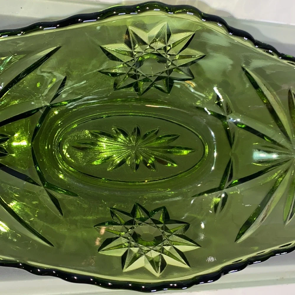 Emerald Green Anchor Hocking Star Of David Catchall 1960’s Decorative Candy Dish